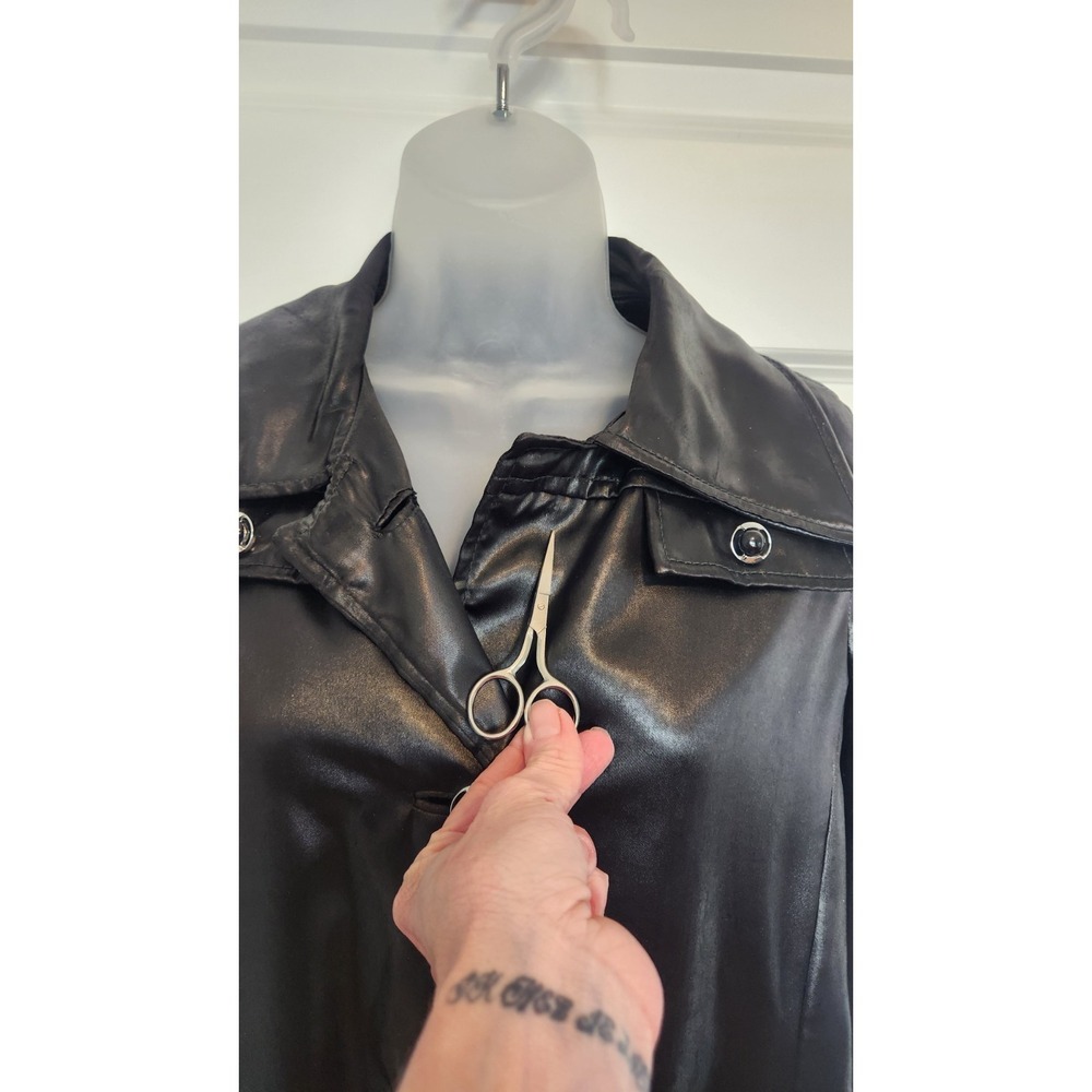 60s 70s Vintage Count Romi Black Trench Coat All Weather Traveler Size 8 Medium - Picture 5 of 16